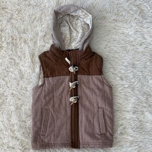 Genuine Kids Brown Hooded Vest 5T Toddler Boy Toggle‎ Closure Pockets Cute
